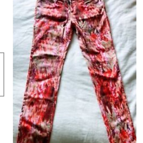 HAUTE HIPPIE Washed Pink Floral Jeans Skinny Leg - Picture 3 of 8